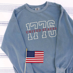Embroidered 1776 UNITED STATES Sweatshirt or Hoodie – 4th of July Patriotic Apparel