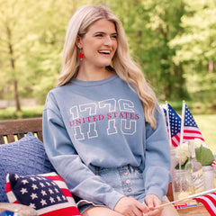 Embroidered 1776 UNITED STATES Sweatshirt or Hoodie – 4th of July Patriotic Apparel