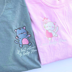 Matching Sweatshirt For Couple, Custom Embroidered Anime Cat Crewneck, Anniversary Gift For Couple