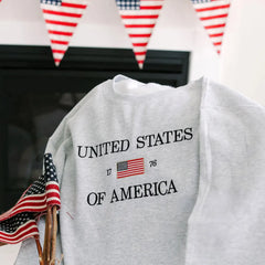 Embroidered United States of America 1776 Flag Sweatshirt - 4th of July Patriotic Apparel