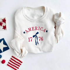 Embroidered America 1776 Bow Sweatshirt or Hoodie – 4th of July Apparel