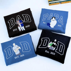 Personalized Papa Life T-Shirt with Embroidered Photo – Meaningful First Father's Day Gift - New Dad Sweatshirt or Hoodie