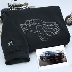 Custom Embroidered Trucker Hoodie from Your Photo, Personalized Gift for Truck Lover
