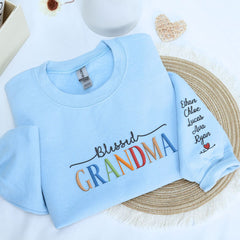 Blessed Grandma Sweatshirt or Hoodie, Custom Embroidered Mother's Day Gift for Grandma