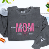 Boy Mom Sweatshirt or Hoodie with Embroidered Names on Sleeve, Custom Gift for Boy Mom