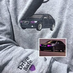 Custom Embroidered Car Sweatshirt or Hoodie, Anniversary Gifts for Car Boyfriend