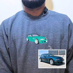 Custom Embroidered Car Sweatshirt or Hoodie, Anniversary Gifts for Car Boyfriend