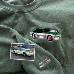 Custom Embroidered Car Sweatshirt or Hoodie, Anniversary Gifts for Car Boyfriend