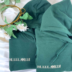 Cute Valentines Day Sweatshirt or Hoodie with Roman Numerals, Custom Embroidered Gift Ideas For Couples