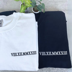 Cute Valentines Day Sweatshirt or Hoodie with Roman Numerals, Custom Embroidered Gift Ideas For Couples