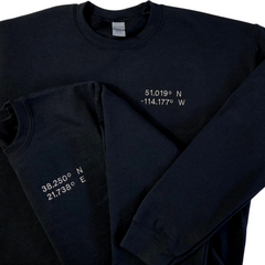 Custom Location Coordinates Sweatshirt or Hoodie, Gifts for Long Distance Relationships