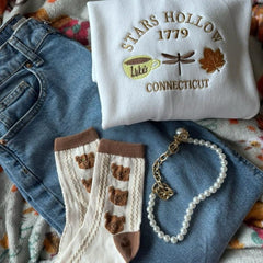 Fall Embroidered Sweatshirt, Sweatshirt Stars Hollow