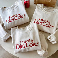 Embroidered I Need a Diet Coke Sweatshirt