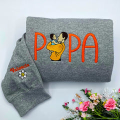 Personalized Papa Life T-Shirt with Embroidered Photo – Meaningful First Father's Day Gift - New Dad Sweatshirt or Hoodie