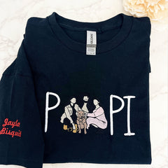 Personalized Papa Life T-Shirt with Embroidered Photo – Meaningful First Father's Day Gift - New Dad Sweatshirt or Hoodie