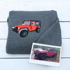 Custom Embroidered Trucker Hoodie from Your Photo, Personalized Gift for Truck Lover