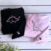 Dinosaurs Couple Sweatshirt or Hoodie, Custom Embroidered Valentines Gift for Husband Wife
