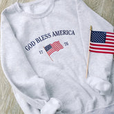 Embroidered God Bless America Sweatshirt or Hoodie – 4th of July Patriotic Apparel