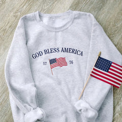 Embroidered God Bless America Sweatshirt or Hoodie – 4th of July Patriotic Apparel