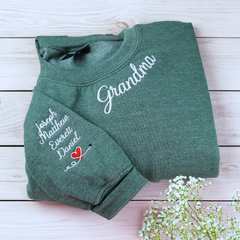 I Wear My Heart On My Sleeve Sweatshirt or Hoodie, Custom Embroidered Gift for Mom