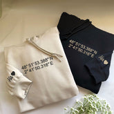Custom Location Coordinates Sweatshirt or Hoodie, Gifts for Long Distance Relationships