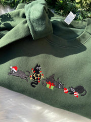 Black Cat Christmas Embroidered Sweater