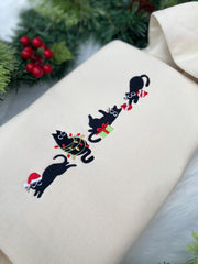 Black Cat Christmas Embroidered Sweater