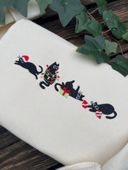 Black Cat Christmas Embroidered Sweater