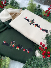 Black Cat Christmas Embroidered Sweater