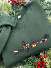Black Cat Christmas Embroidered Sweater