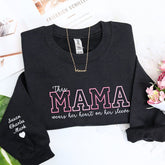 Custom Mother's Day Gift With Embroidered This Mama Wears Her Heart on Her Sleeve Sweatshirt or Hoodie