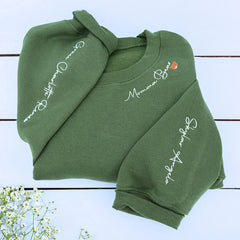 Custom Mama Embroidered Sweatshirt with Kids Names on Sleeve, Personalized Gift for Moms, Hers