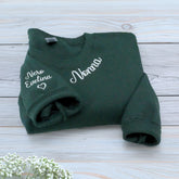Nonna Sweatshirt or Hoodie with Embroidered GrandKids Names on Sleeve
