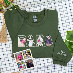 Personalized Papa Life T-Shirt with Embroidered Photo – Meaningful First Father's Day Gift - New Dad Sweatshirt or Hoodie