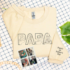 Personalized Papa Life T-Shirt with Embroidered Photo – Meaningful First Father's Day Gift - New Dad Sweatshirt or Hoodie