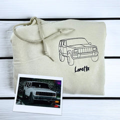Custom Embroidered Trucker Hoodie from Your Photo, Personalized Gift for Truck Lover