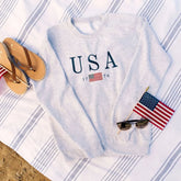 Embroidered USA Flag 1776 Sweatshirt or Hoodie – 4th of July Patriotic Apparel