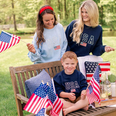 Embroidered American Flag Sweatshirt or Hoodie on 4th of July