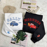 Artoon Cars Movie Embroidered Sweatshirt, McQueen Sally Mater Trending Crewneck, Cartoon Sweatshirts, Gift For Her
