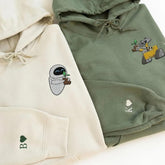 Custom Wall E And Eve Embroidered Sweatshirt, Disney Couple Embroidered Hoodie, Couple Embroidery Sweatshirt, Matching Hoodie