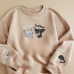 Embroidered Toothless & Toothpaste Sweatshirt, How To Drive Your Dragon Shirt, Funny Dragon Embroidered Hoodie, Gifts for Cartoon Lover