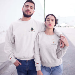Matching Sweatshirt For Couple, Custom Embroidered Anime Cat Crewneck, Anniversary Gift For Couple