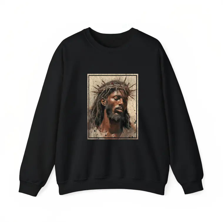 Black Jesus Crown Of Thorns Vintage Graphic Tee Sweatshirt Hoodie