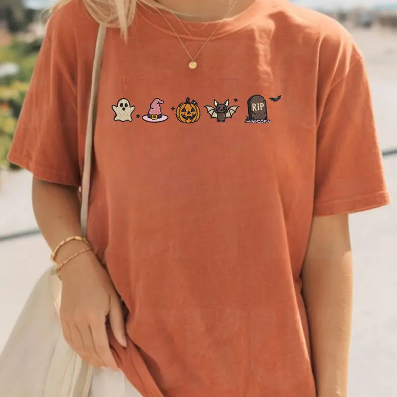Mini Halloween Icon Row Embroidered Tee/Crewneck/Hoodie