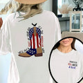 It’s The American Way Western Cowboy Boot USA Flag T-Shirt Sweatshirt | Patriotic Red White Blue Country Tee 🇺🇸