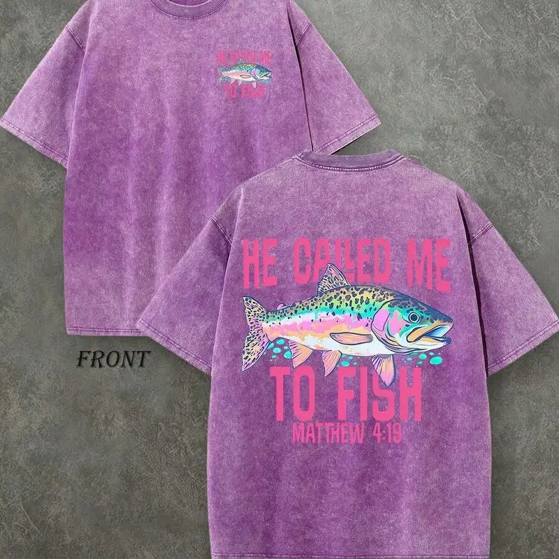 He Called Me To Fish Christian Fishing Vintage Tee