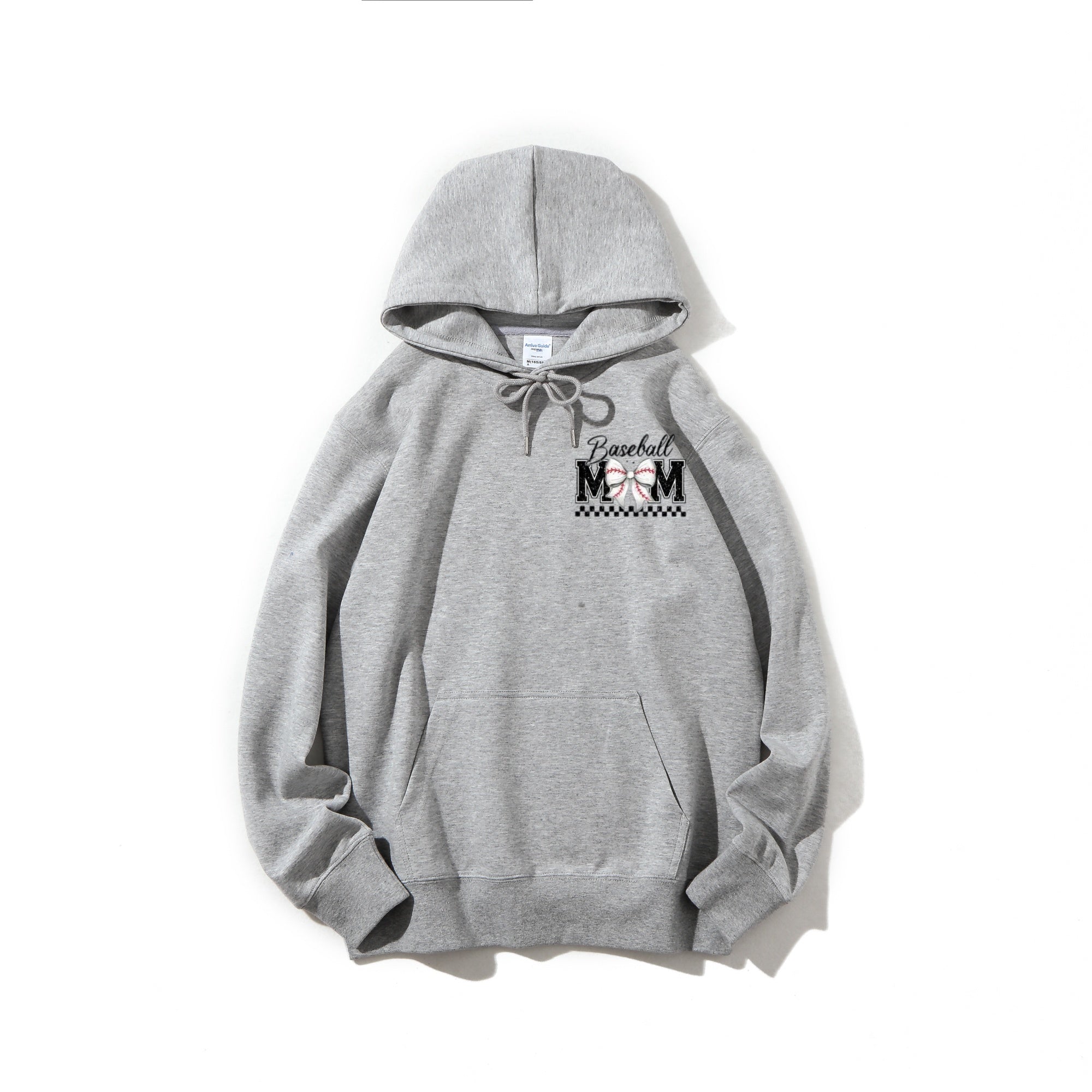 Baseball Mom Hooded Sweatshirt (Short-Sleeve) — Featuring a plaid bow and baseball design, the perfect Mother’s Day gift for game day