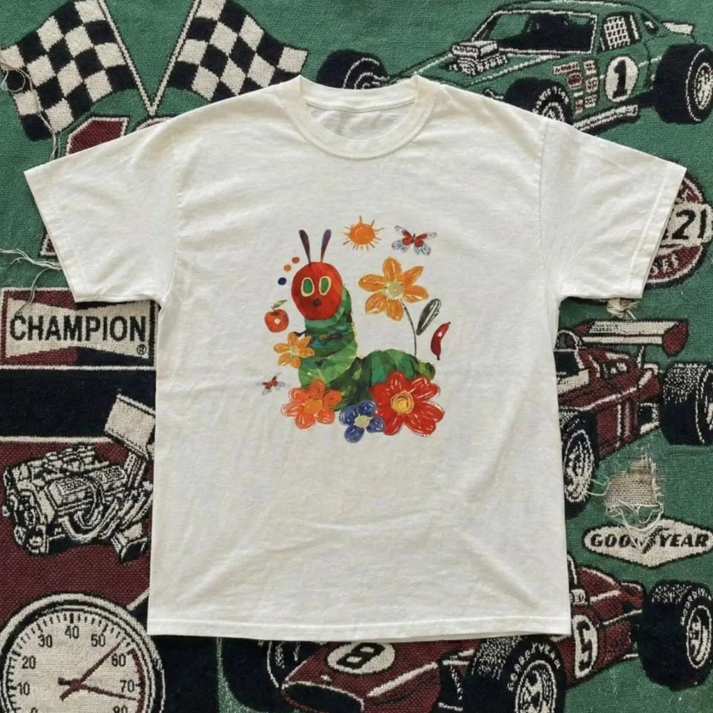 # Retro Caterpillar Floral Graphic Top