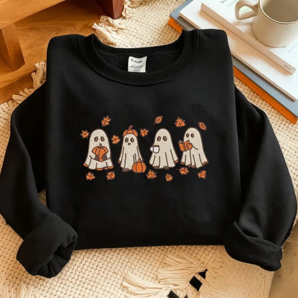 👻 Cute Fall Ghost Embroidered Halloween Tee/Crewneck/Hoodie