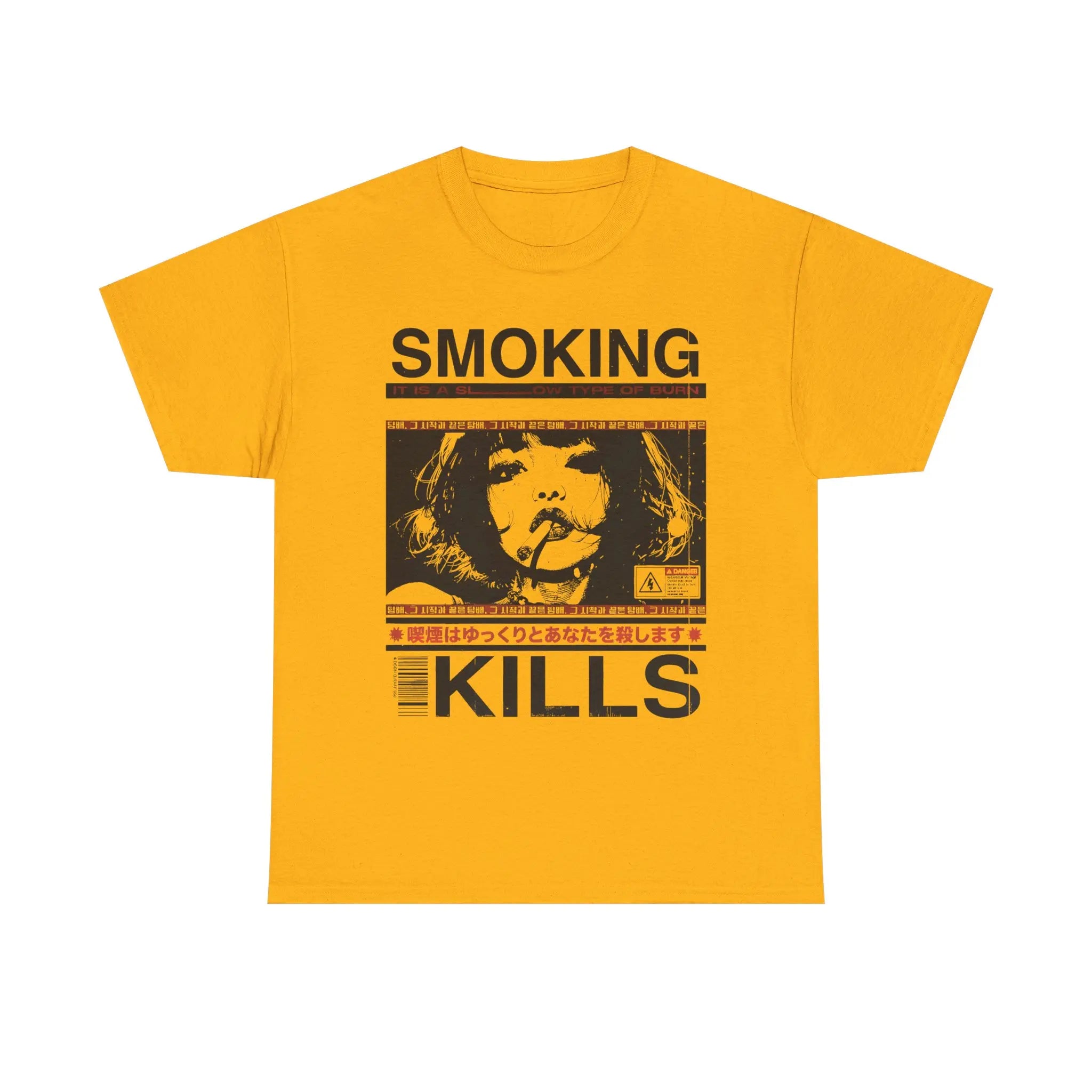 Vintage Distressed Asian Street Art Graphic Crew Neck Tee